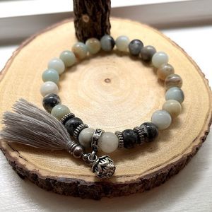Amazonite tassel stretch bracelet